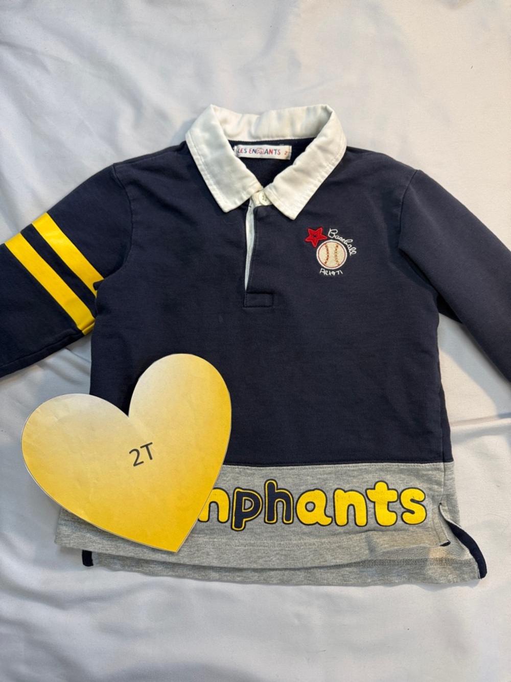 Les Enphants - Navy and Yellow Long Sleeve Polo Shirt